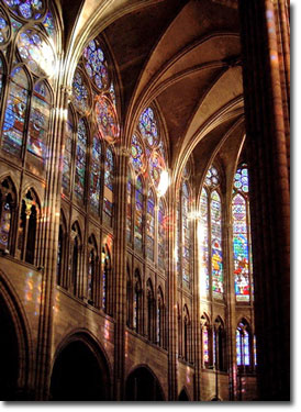 Height and light : two characteristics of the early Gothic architecture at St. Denis.  Photo Wikipedia.