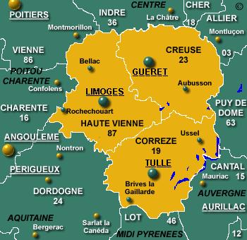 Map of Limousin courtesy of France Keys. http://www.francekeys.com/english/index.shtml