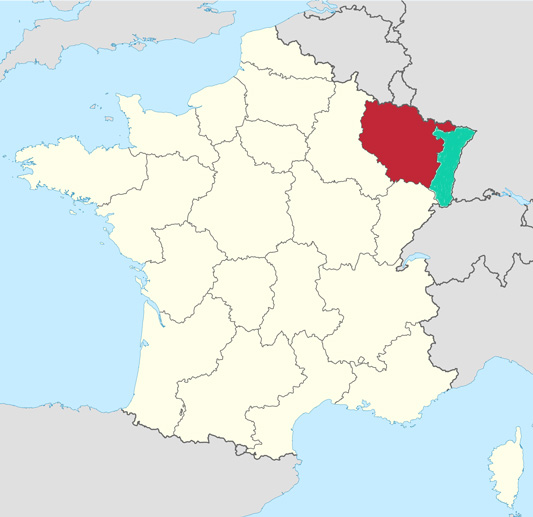 Map of Lorraine and Alsace.  Wikipedia