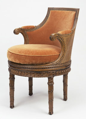 Marie-Antoinette's boudoir chair.  Photo courtesy Getty Museum.
