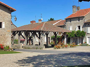 16th Century covered market in Mortemart.  Copyright Cold Spring Press.  All rights reserved.