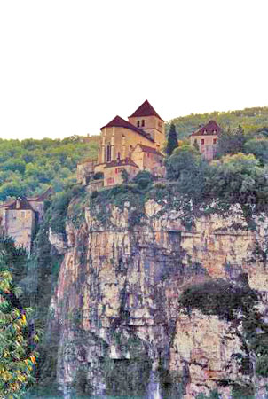 View of St-Cirq Lapopie from River Lot.  Copyright Cold Spring Press.  All rights reserved.
