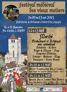 Medieval Festival Banner.  Photo St-Cirq Lapopie Tourist Office.