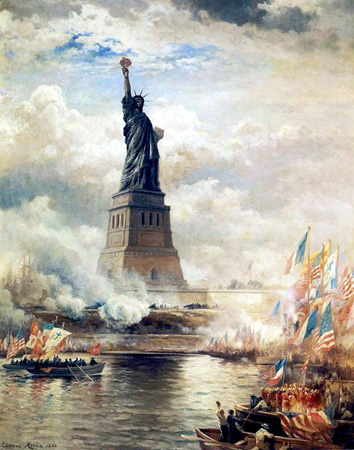 Statue of Liberty Unveiled by Edward Moran 1886.  Wikipedia.