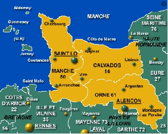 Map of Basse-Normandie